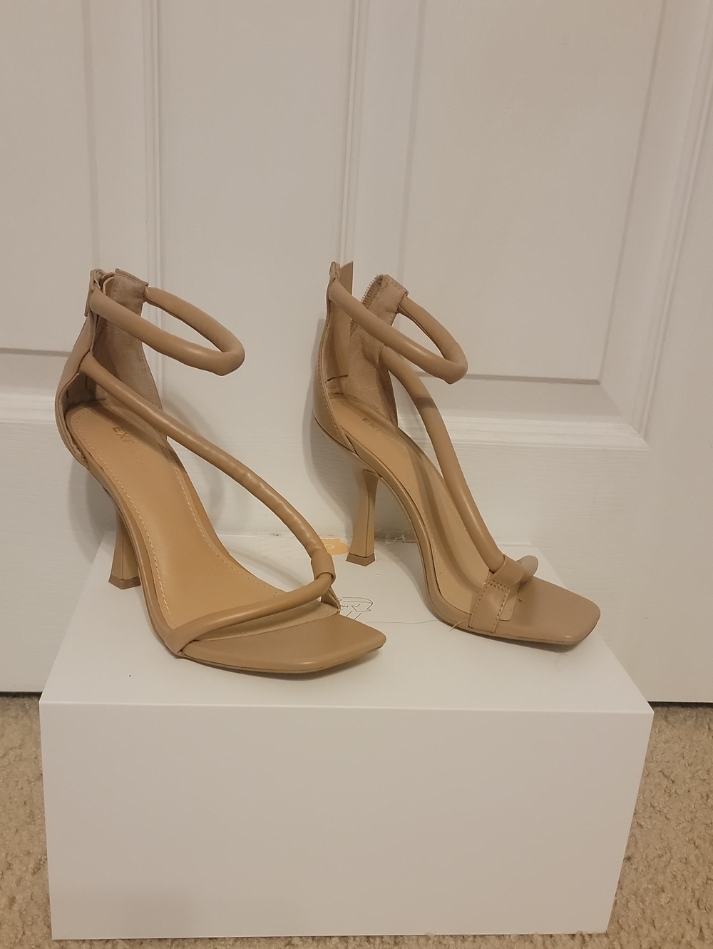 Express Beige Strappy High Heel Sandals